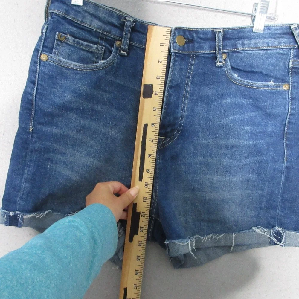 True Religion Jean Shorts Women 33 Jennie Curvy High Rise Cuff‎ Fray Hem Comfort
